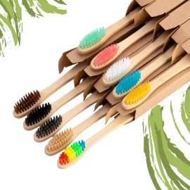 Cepillo Dientes Bambú Biodegradable Suave Ecológico 6pz Full                                                                                          