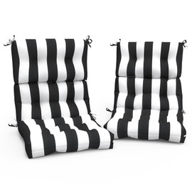 TWLEAR Outdoor High Back Patio Chair Cushions, Tufted Rocking Chair Cushions, Adirondack Cushions for Garden Porch Home Office Chair Use, 44” x 22” x 4”, 2 Pack, Cabana Black