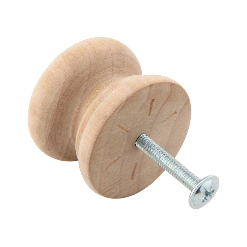 Silverline 6PCS Round Unfinished Wood Cabinet Knobs Pulls for Drawer