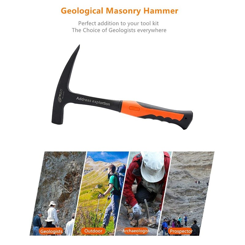 Boaby Professional Exploration Hammer One-piece Carbon Steel Flat Head Hammer