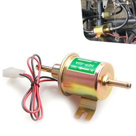 Titgoes 1 PC Electric Fuel Pump, Low Pressure 12v Transfer Inline Fuel Pump, Universal for Lawn Mower Carburetor Engine 3-5psi HEP-02A (Gold)