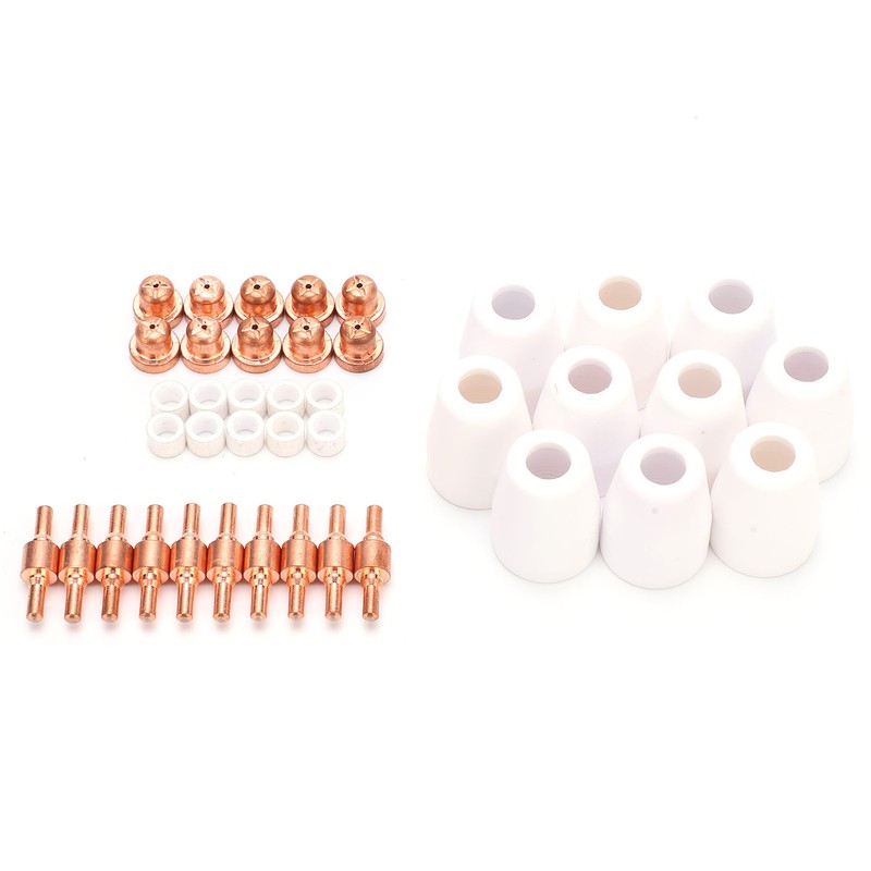 40Pcs Plasma Cutter Consumables Cutting Extended Electrode Electric Nozzle Ceramic