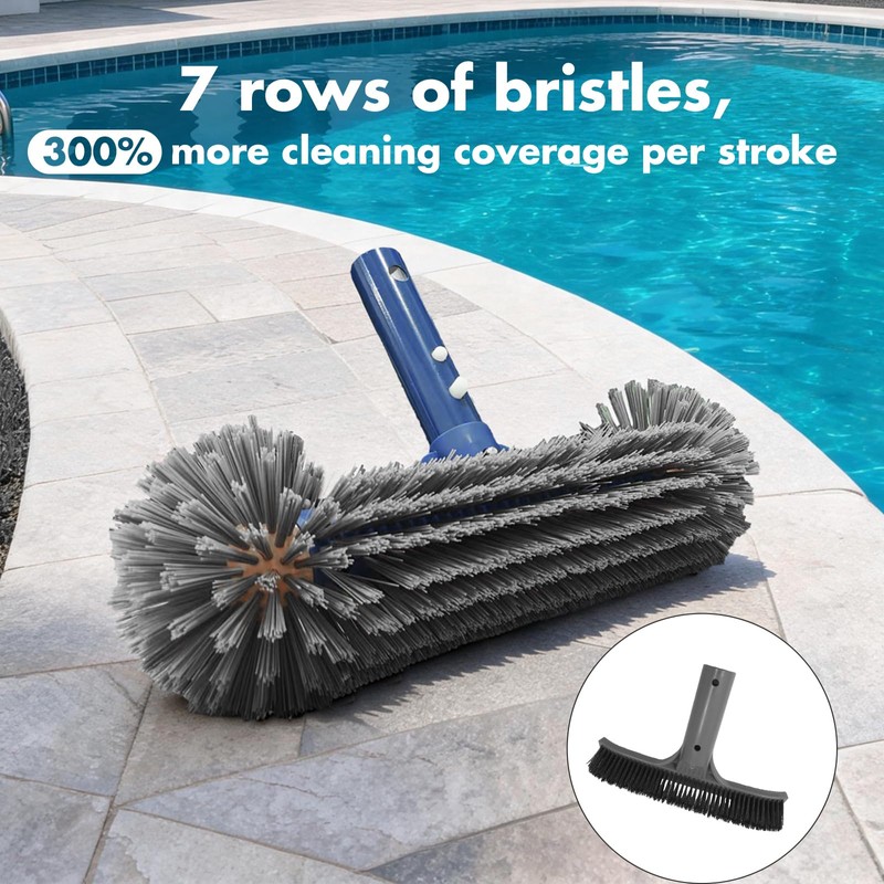 Heavy Duty Pool Brush Head, Premium Nylon Bristles Non-Abrasive Cleaning,