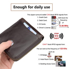 Genuine Leather Zipper Wallet With Coin Pocket, RFID Blocking Zip Around Front Pocket Bifold Wallet, Gift for Men (Deep Brown)