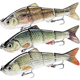 TRUSCEND Señuelos de Pesca para Trucha Señuelos de Natación Multiarticulados, Señuelos de biónicos de Hundimiento Lento Lubina de Agua Dulce Agua Sala