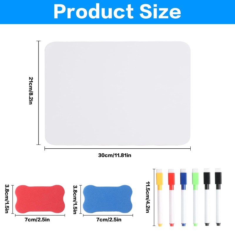 Pack of 2 Whiteboard Small Whiteboard A4, Dry Erase Board