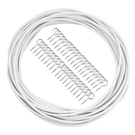 LWMLWM Curtain Wire 10 Metres White Curtain Ropes Plastic Coated Curtain Wire with 20 Hooks and 20 Eyelets Curtain Wire Rope Set for Curtain Rods Curtains Shower Curtains