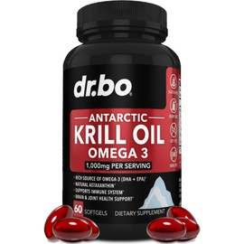 Krill Oil Omega 3 500mg - Antarctic Krill Oil 1000mg Softgels Capsules EPA, DHA, Astaxanthin, Phospholipids - Omega 3 Fatty Acids Supplements, Natural Pure Supplements for Women & Men - 60 Softgels