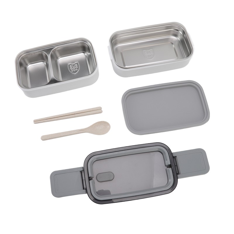 Bento Box 304 Stainless Steel Microwaveable with Chopsticks and Spoon