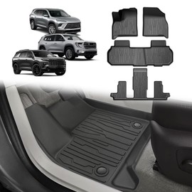 TripleAliners Floor Mats&Trunk Mat All Weather Car Liners Compatible with 2024+GMC Acadia/Chevy Traverse&2025 Buick Enclave Accessories TPE Custom Fit Full Set Liners Protection(Floor Mats+Trunk Mat)