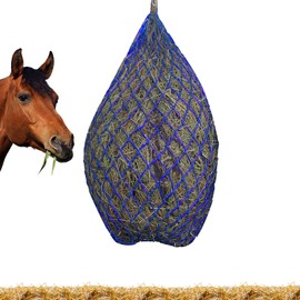 LuckyOpt Hay Nets for Horses 38 Inches, Horse Slow Feeder Ideal for Species-appropriate Feeding, Improve Digestion, Hay Net Bag For Ponies, Greedy Horses, Goats (Blue)