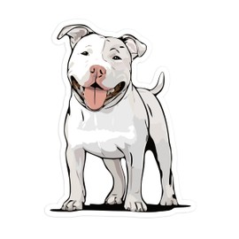 3.5" White Pit Bull Terrier Dog Sticker - Pitbull Vinyl Decal Stickers Puppy Dogs Design Waterproof Cute Pittie Pup Pet Decals (1)