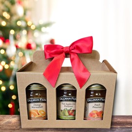 Dillman Farm All Natural Premium Preserves Giftboxes (Pear Apple Chai Preserves, Peach Preserves, Orange Marmalade)-Gluten-Free, Non-GMO, Vegan, Kosher, Eco-Friendly, Preservative Free, Corn Syrup Free - Made in USA, 16oz each. Gourmet Holiday Gifts, Hostess Gifts, Corporate Gifts, Special Occasions. (Pear Apple Chai, Peach Preserves, Orange Marmalade)