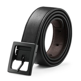 AWAYTR Reversible Kids Belts for Boys - Brown and Black Leather Belt for School Uniform Casual Jeans (100cm,Black)