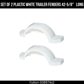 Fulton White Trailer Fenders Set of 2 14 In Wheels Triple Step 42.6 In Long