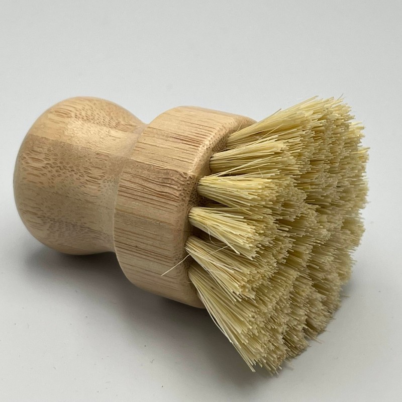 Bamboo Mini Scrub Brush Coconut Bristles Pot Brushes Dish ScrubberPlastic