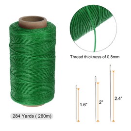 sourcing map Thread for Sewing Upholstery Thread 284 Yards 260m 150D Waxed Polyester Thread Wear-Resistant Embroidery Cord String Cotton with 30pcs Needles for Quilting Leather, Forest Green
