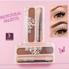 BROW/CEJA Powder Palette with Powder Duo, Polyvinyl Powder for Browing and Eyebrow Fill, Compact Design Makeup - Color: medium brown