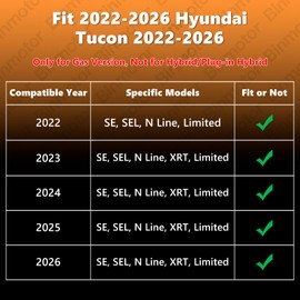 Binmotor® Floor Mats & Cargo Liner for 2022-2026 Hyundai Tucson Gas Version