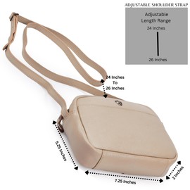 Crossbody Sling Bag for Women Trendy Real Leather Purse Mini Soft Pebbled Crossover with Card Case (Beige Nappa)