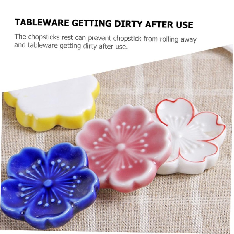 LIFKOME Cherry Blossom Chopstick Holder 6pcs Ceramic Chopstick Racks for