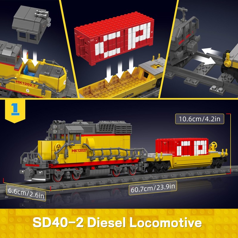 Mould King 12027 Diesel Locomotive Train Building Sets with a