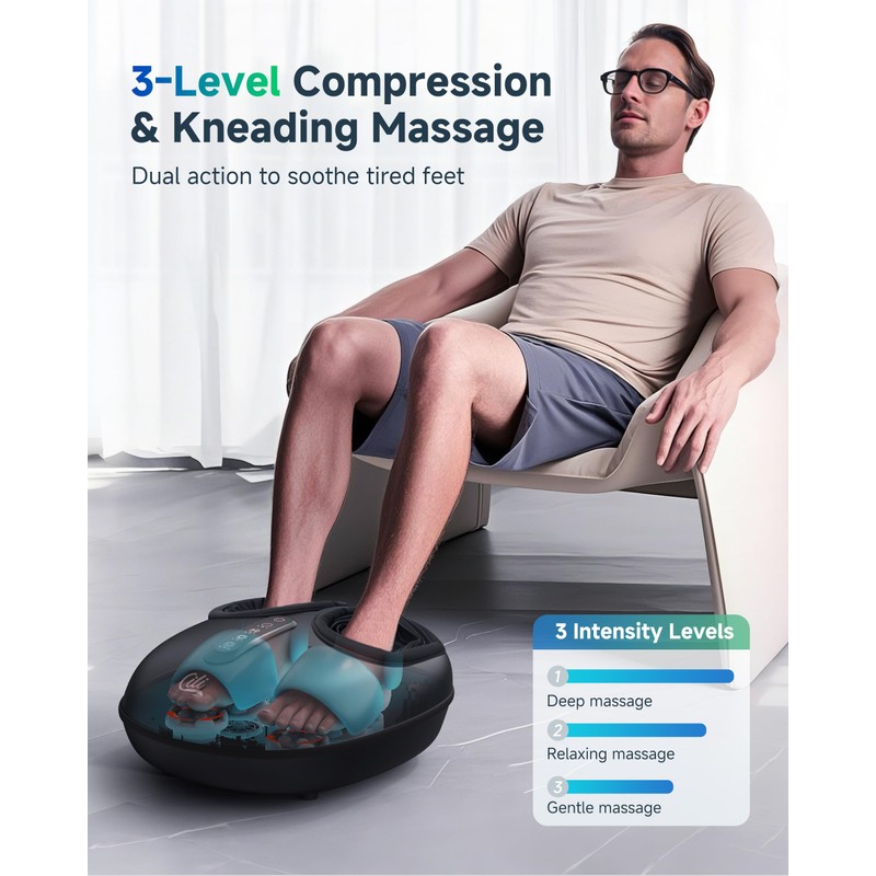 CILI Shiatsu Foot Massager with Heat and Compression, Kneading, Rolling,Electric