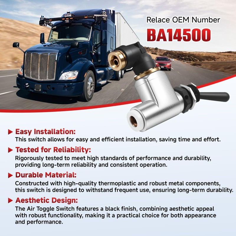 BA14500 Air Toggle Control Valve Switch Self-Locking Compatible with Peterbilt