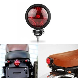 KEEPDSGN Motorcycle Tail Light LED Bates Style Bullet Brake Stop Rear Lamp Compatible with Cafe Racer Bobber Chopper Bonneville - Red