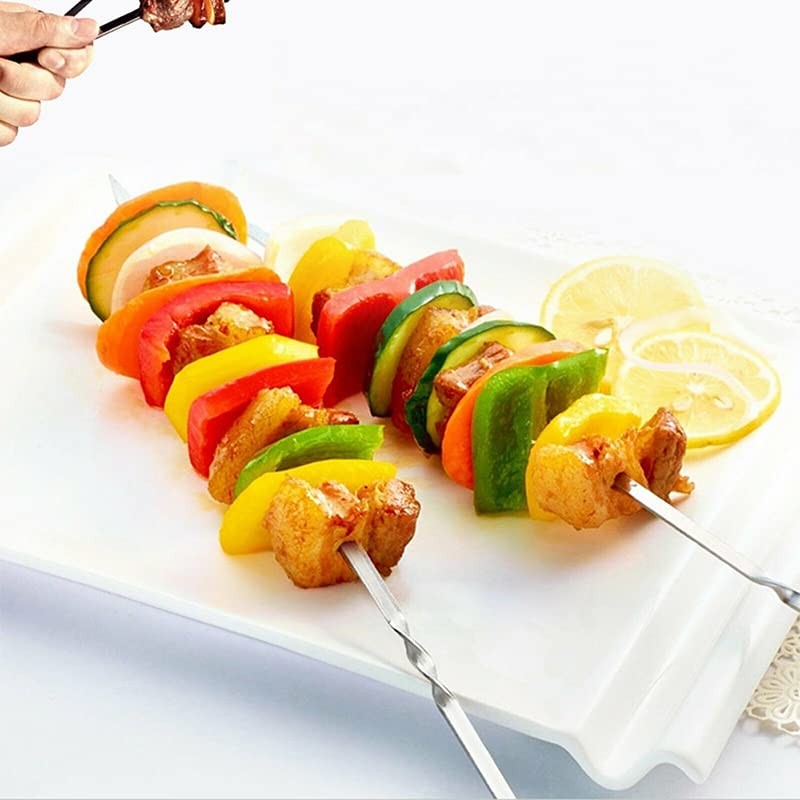 20/100/200/300/500 PCS Stainless Steel Barbecue Metal Skewers Flat Needle BBQ