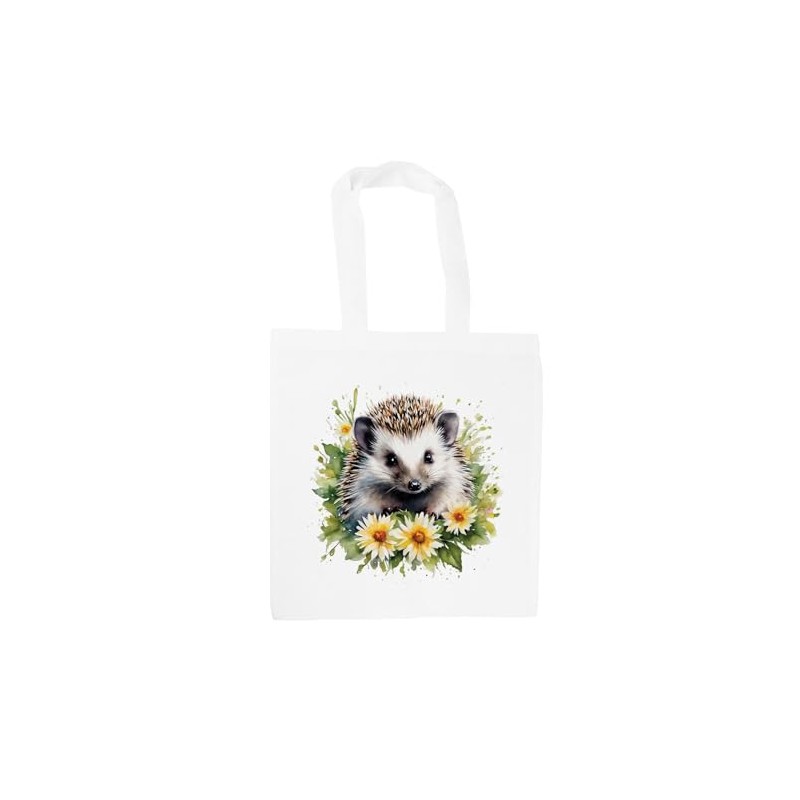 Floral Hedgehog Tote Bag - British Animals & Flowers Wildlife