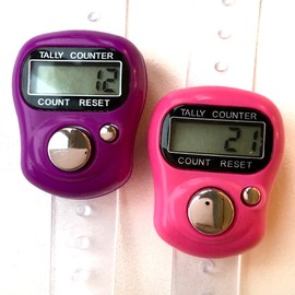 KnitUK Tally Counter - LCD (Finger-Held). Pack of 2. Pink & Purple Digital Knitting Row Counters