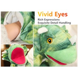 LOMTRATS Dinosaurs Hand Puppets for Kids,Toddler Includes Triceratops and Tyrannosaurus Rex with Movable Open Mouths, Perfect for Storytelling,Teaching,Preschool,Birthday Gifts