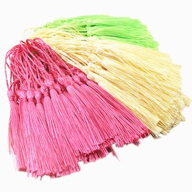 MSCFTFB 120 Pieces 5inch Silk Floss Tassels with Hang Loops Mini Tassels Mala Tassel Kits for Bookmarks Earring Dreamcatcher Jewerly Making Belt Clothing Curtain Decorations (Coffee)