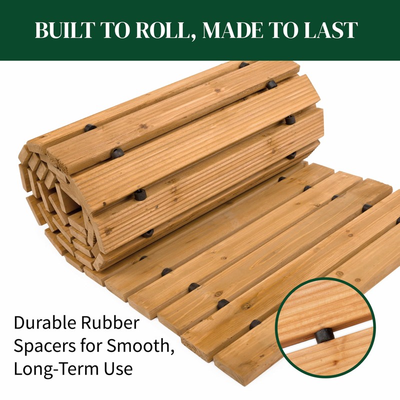 Plow & Hearth Outdoor Wooden Pathway, Natural Waterproof Weatherproof Hardwood