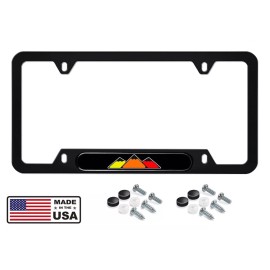 BLVD Toyota retro Mountain TRD tri color Stainless Steel license plate frame Orange
