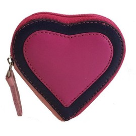 Visconti Capri RB59 Multi Colored Heart Shaped Ladies/Girls Leather Coin Purse Key Wallet With Key Chain (Berry)