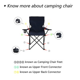 KK magsun Camping Chair Repair Accessories, 2 Pack Upper Back and 2 Pack Upper Front Attachment Connector Replacement, Heavy Duty Repair Part for Folding Bag Sports Camp Chair, Screws Included