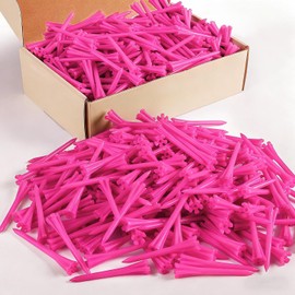AMRTA Pink Plastic Golf Tees 250 or 500 Pack, Durable Five-Prong Top Tees in 2 3/4" or 3 1/4" Sizes for Low-Resistance & Hold Ball Well, Consistent Launch Driver Tees (250 Pack, 83mm（3-1/4"）)