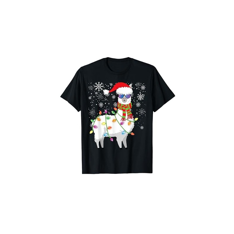 Christmas Llama Shirt Women Men Funny Llama Christmas T-Shirt, black