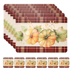 Casaido Fall placemats Set of 6,Waterproof Place Mats, Heat Resistant,Easy Clean Place Mats,UV Printing Placemats, Non-Slip Dining Table Place Mats, Thanksgiving placemats (17x12 inches)