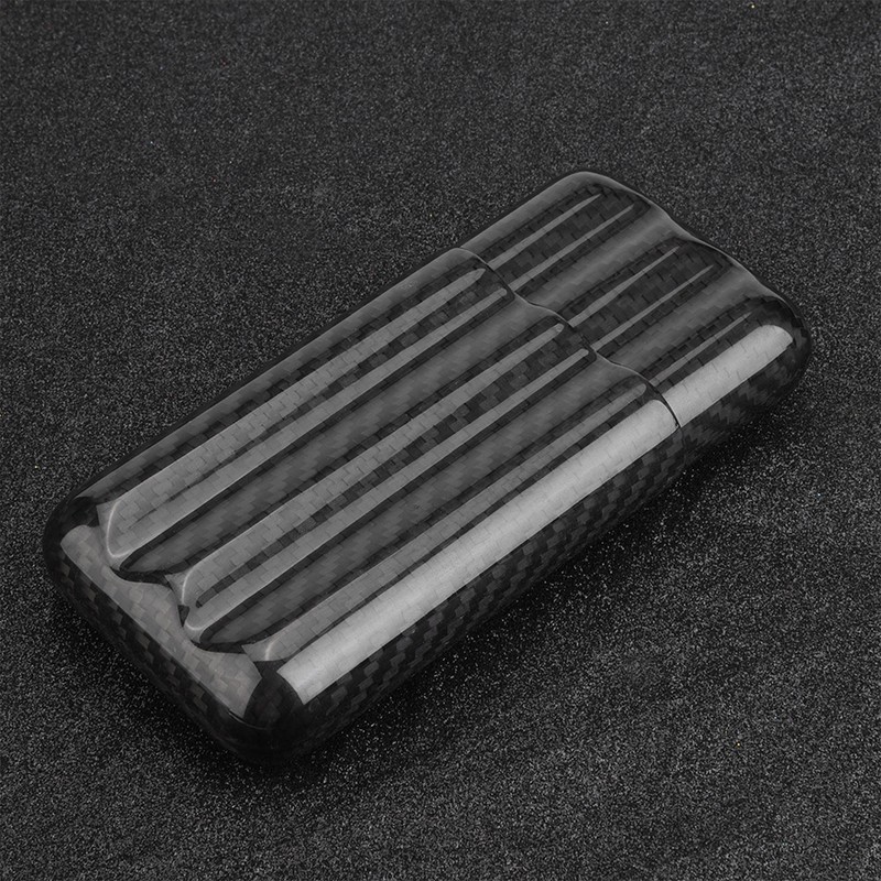 Carbon Fiber Cigar Case Humidors 3 Tubes Cigar Holder Storage
