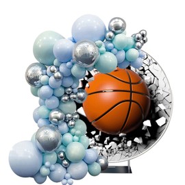 PHMOJEN Basketball Round Backdrop Cover, 6.5x6.5ft Polyester Cool Basketball Through The Wall Circle Backdrop, Chic Circular Kids Boy Sports Theme Party Newborn Baby Shower Photo Booth Prop YMBXTPH48