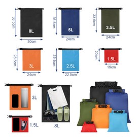 vsshe wasserdichte Tasche, 6 Stück wasserdichte Aufbewahrungsbeutel, 1,5/2,5/3/3,5/5/8L Packsack Wasserdicht Ultraleicht Dry Bag Trockentasche für Driften Schwimmen Schnorcheln Camping Kajak Zubehör