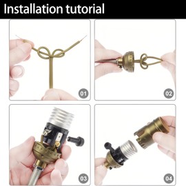 Lamp Socket Replacement, E26 Threaded Base, Turn Knob for ON/Off Light Settings, Lamp Parts for Table and Floor Lamps Repair, Light Socket with Lamp Switch Kit(Antique Brass)