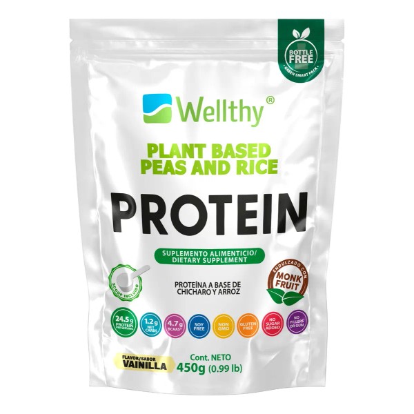 Proteína De Chícharo Y Arroz 15 Serv Sabor Vainilla Wellthy