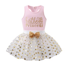 LYQTloml Toddler Kids Baby Girls Birthday Princess Outfits Dress Vest Long Sleeve Shirts Tank Top Dot Mesh Tutu Skirt 2PCS Autumn Skirt Set
