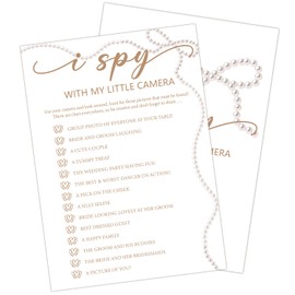 Lesixur Pearl Couples Engagement Party Bridal Shower Games 30 Guests Bridal Party Wedding Shower Game - I Spy with My Little Camera -（5 * 7 Inches Card）- 03