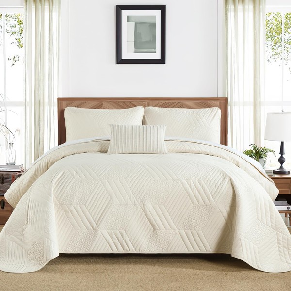 DJY King Quilt Bedding Set, Lightweight Soft Ultrasonic Bedspreads Coverlet