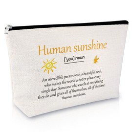 Inspirational Sunshine Makeup Bag Summer Lover Gift Sunshine Themed Cosmetic Bag Motivational Birthday Christmas Gift for Women Friends Mom Wife Grandma Daughter Teacher Coworker Travel Pouch